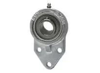 Front view of 1-1/2 in Single Stainless Steel Set Screw Ball Bearing Unit with Nickel-Plated Cast Iron 3-Bolt Flange Housing MUCFB208-24NP.