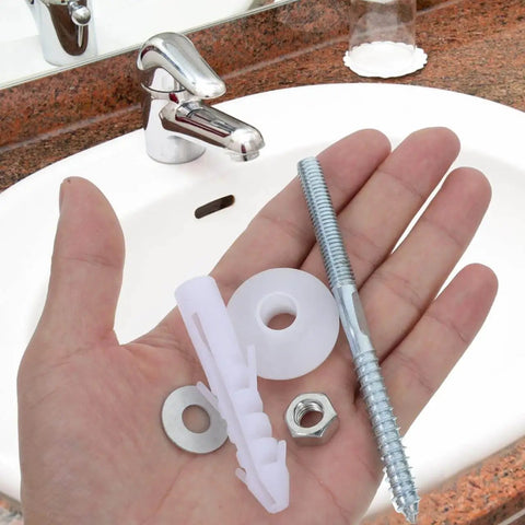 Heavy Duty Stainless Steel Sink Mounting Kit For Wall Mounted Pedestal Sinks With Expansion Plugs And Rubber Washers Corrosion Resistant 304 Stainless Steel Bathroom Hardware To Stop Wobble And Secure Your Wash Basin components in hand