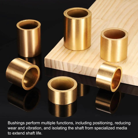 Self Lubricating Sintered Bronze Sleeve Bearings 25mm Bore By 32mm OD By 40mm Length, low friction durable bushings displayed