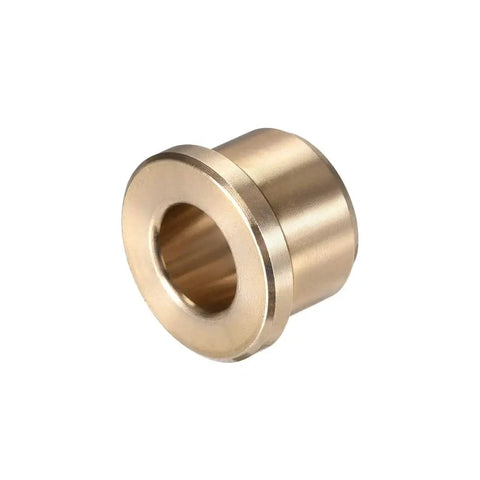 Sintered Bronze Flange Bearing Sleeve Three Eighths Bore Five Eighths Outer Diameter One Half Inch Length, shown at an angle