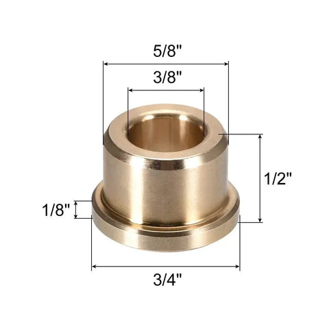 Sintered Bronze Flange Bearing Sleeve Three Eighths Bore Five Eighths Outer Diameter One Half Inch Length Three Quarter Flange Diameter One Eighth Flange Thickness
