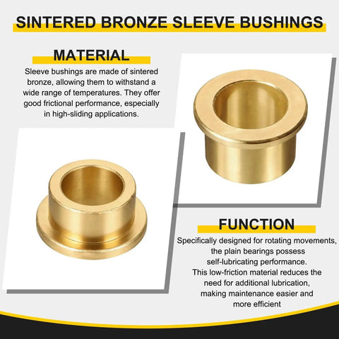 Pro Grade Heavy Duty Flange Sleeve Bearings Pack For Smooth Motion And Quiet Operation, Self Lubricating Sintered Bronze Bushings
