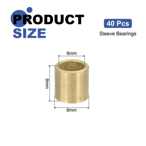 40 Pcs Self Lubricating Sintered Bronze Sleeve Bearings 6mm Bore 8mm Outer Diameter 8mm Length for Mechanical Assemblies