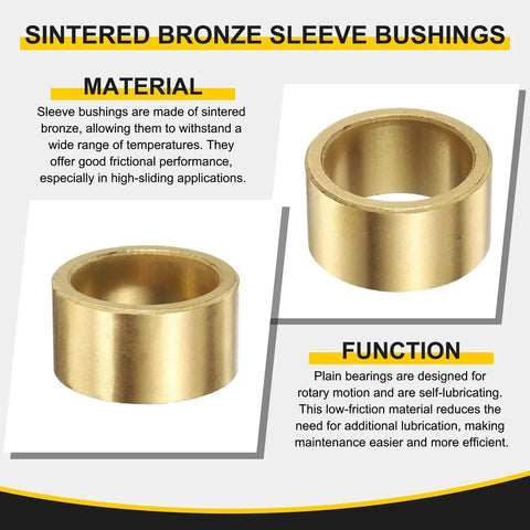 3 Pcs Sintered Bronze Sleeve Bearings 28mm Bore 35mm Outer Diameter 22mm Length Self Lubricating Friction Reducing Bearing For High Sliding Applications Wide Temperature Range Durable 3 Pack