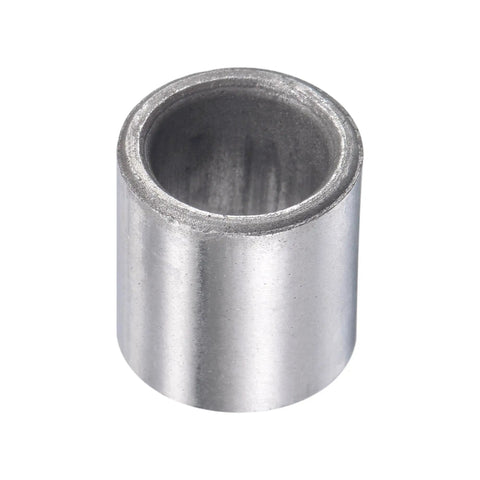 Close-up of a self-lubricating sleeve bearing, sintered iron, 10mm bore, 14mm diameter, 15mm length, maintenance-free, corrosion resistant.