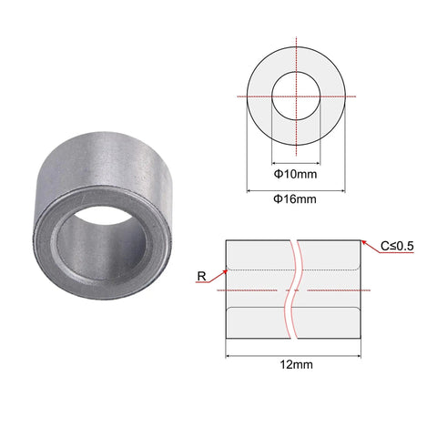 Sintered Iron Self Lubricating Sleeve Bearings 10mm Bore 16mm Outer Diameter 12mm Length Maintenance Free Bushings diagram
