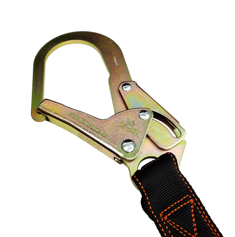 Single Leg Six Foot Rebar Hook End Lanyard With Internal Shock Absorber For Fall Arrest, Free Fall Shock Absorption Up To Nine Hundred Pounds