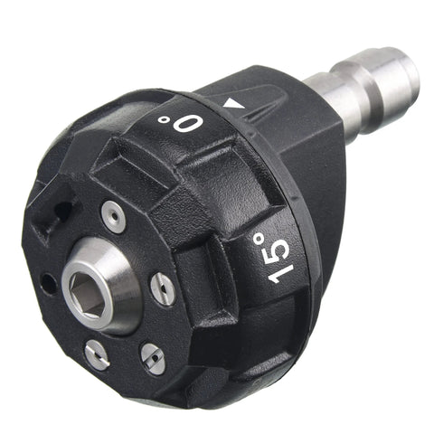 JOEJET pressure washer nozzle tip with 1/4-inch quick-connect, black body and silver nozzle, 6-in-1 adjustable spray.