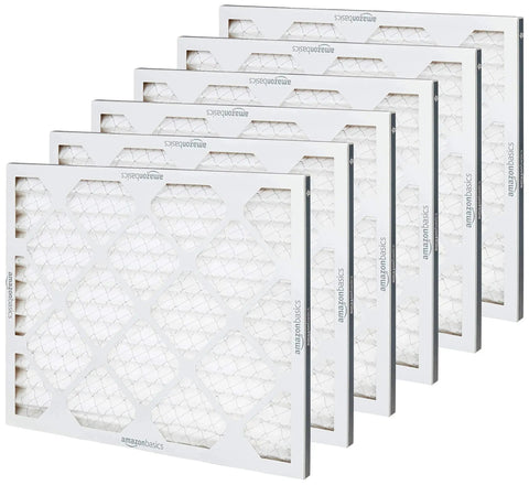 Six pack MERV 8 furnace air filters fit standard 16x20x1 slots, trapping dust, pollen and lint to improve indoor air quality