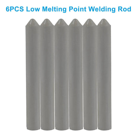 Low Temperature Welding Rods Six Piece Set For Aluminum Stainless Steel Copper Iron Multipurpose Repair Rods shown in a row