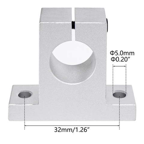 Heavy Duty 4 Pack SK10 Aluminum Linear Motion Rod Supports And Rail Shaft Guides For 10mm Diameter Shafts front view