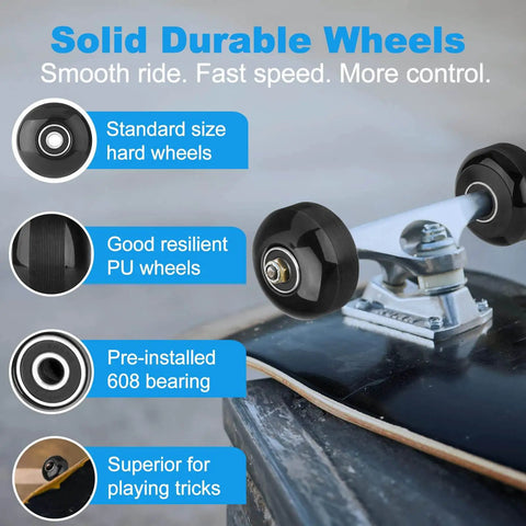 Premium 52mm 95A Hard Skateboard Wheel Set With Preinstalled Bearings And Spacers For Street Tricks And Cruisers on skateboard