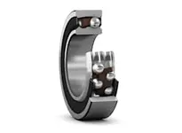 SKF 2307 E 2RS1TN9 self aligning ball bearing, 35 mm bore, double row, rubber sealed with steel and non-metallic cage, side view.