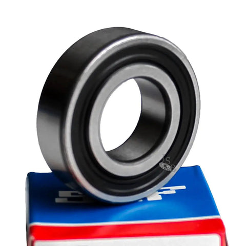SKF 6000-2RS Rubber Sealed Ball Bearing 10x26x8 mm on box, showing dual rubber seals for precision use