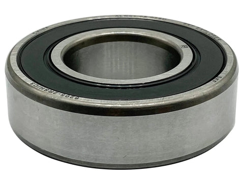 SKF 6205 2RSH C3 double rubber seal bearing, 25mm bore, 52mm diameter, 15mm width, side view, used for industrial machinery.