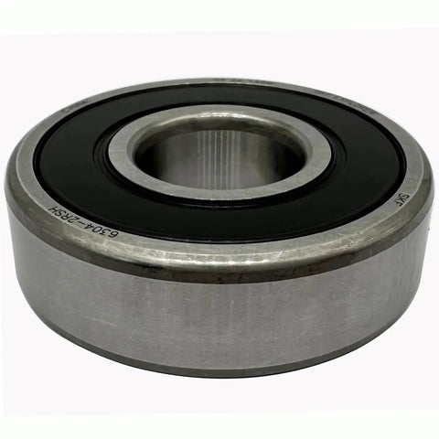 Front view of SKF 6304-2RSH Deep Groove Ball Bearing, 20x52x15mm, sealed, showcasing metal and rubber components.