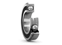 SKF 6313-2RS1NR Deep Groove Ball Bearing With Rubber Seals, side view, showing metal construction for industrial use.