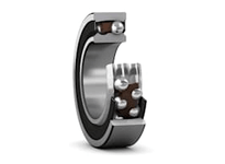 Side view of SKF Double Row Ball Bearing 2207 E 2RS1KTN9 C3 Sealed 35 mm Bore Tapered Bore 1 to 12 Non Metallic Cage.