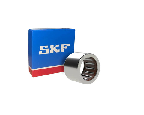 SKF NK6/10 TN Machined Needle Roller Bearing - 6 mm ID, 12 mm OD, 10 mm Width with packaging shown in front view.