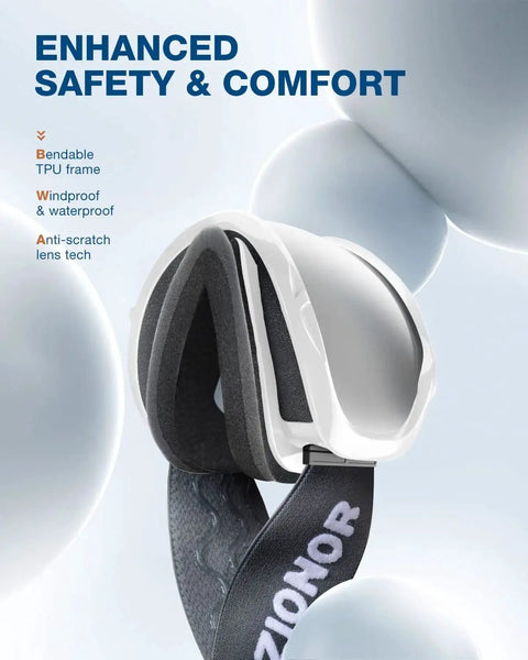 Lagopus Ski Snowboard Goggles UV Protection Anti Fog For Men Women Youth with bendable TPU frame and soft foam lining.
