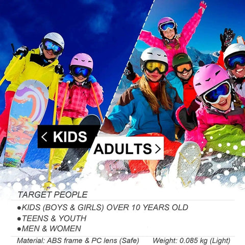 Group wearing 2 Pack Ski Goggles For Men Women Kids UV Protection Foam Anti Scratch Dustproof during snowy adventure