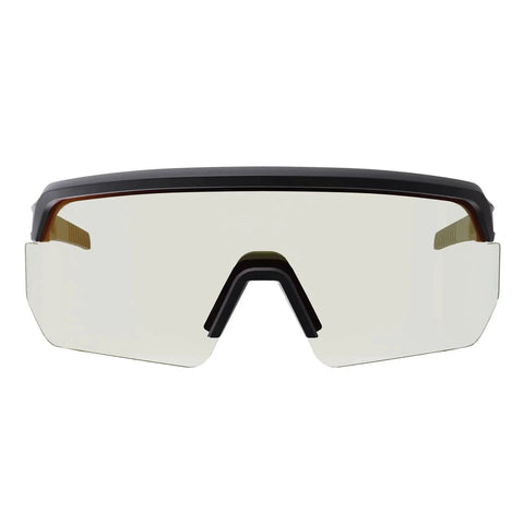 Front view of Skullerz Aegir Safety Glasses with oversized blade style and UV protection, featuring a wide lens for industrial use.