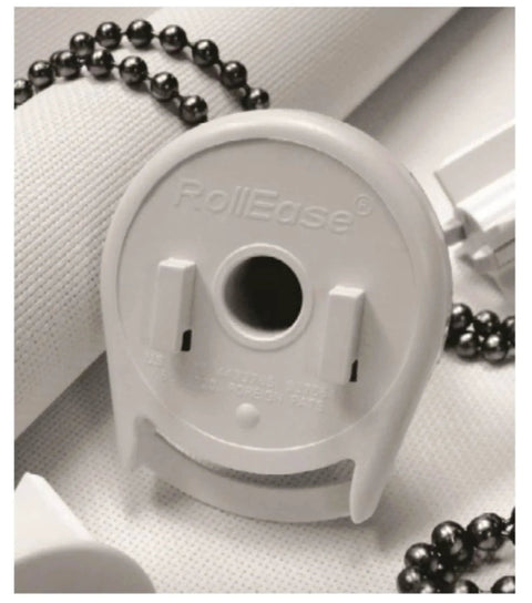 Skyline SL15 Roller Shade Clutch #SL15H01W / 1-1/8" Tube White, close-up of the clutch with bead chain visible.