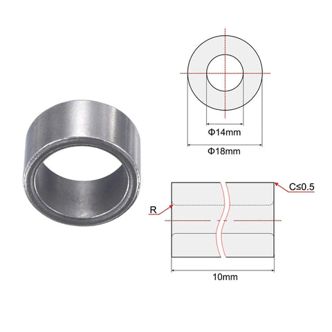 Self Lubricating Sleeve Bearings 14mm Bore 18mm OD 10mm Length Sintered Iron Bushings Set 12pcs with technical diagram