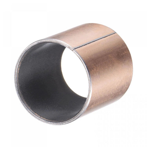 Close-up of Sleeve Bearing 25mm Bore 28mm Outer Diameter 35mm Length Oilless Wrapped Bronze Sintered Composite Coated Carbon Steel Bushing