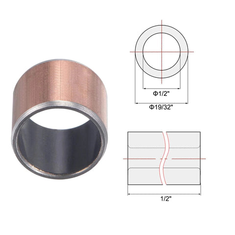 Sleeve Bearing One Half Inch Bore Nineteen Thirty Second Inch Outer Diameter One Half Inch Length Wrapped Oilless Bushings