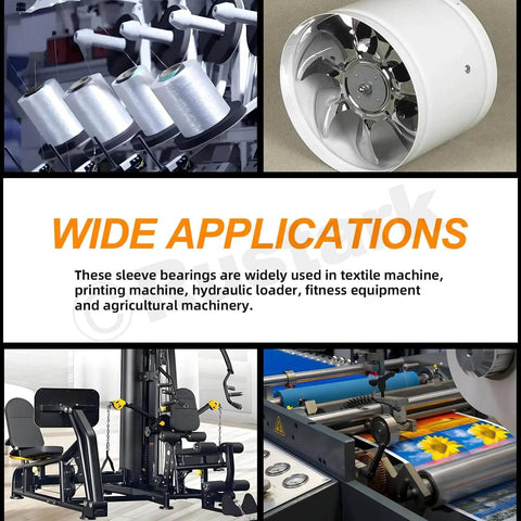 Wide applications of 50Pcs Five Sizes Sleeve Bearings Self Lubricating Plain Bearings in machinery and fitness equipment
