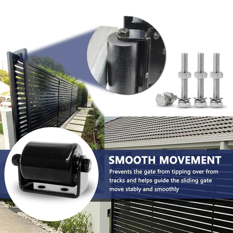2Pack Slide Gate Guide Roller with C Post Welded Bracket, Hard Nylon Sliding Rolling Gates Guider, includes screwing bolts