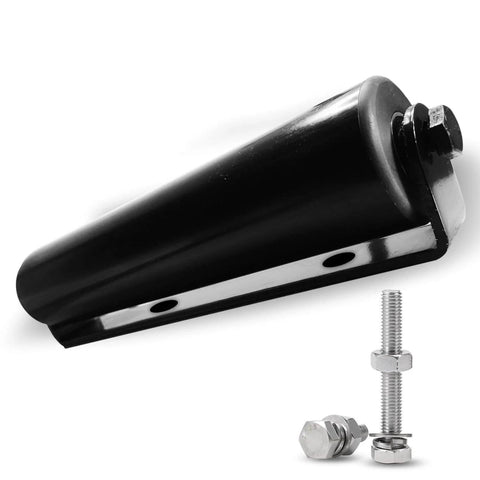 Single Slide Gate Guide Roller with C Post Welded Bracket, Hard Nylon Sliding Rolling Gates Guider, 12 inch with screws, close-up view