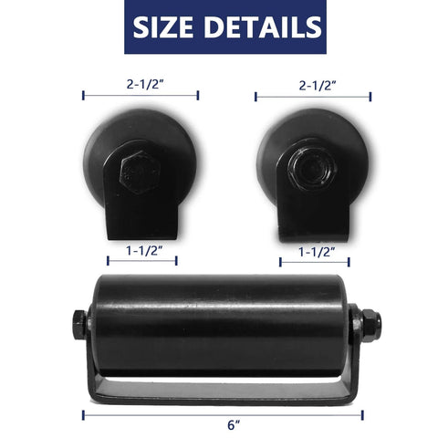 Size details of ✝️ 2Pack Slide Gate Guide Roller with C Post Welded Bracket, Hard Nylon Sliding Rolling Gates Guider, Heavy Duty Sealed Ball Bearing Side Roller Assembly