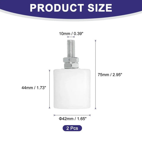 Diagram of 2 Pack Slide Gate Guide Rollers With Nylon Wheels 42 X 44 Mm 1.65 X 1.73 Inch 75 Mm Height 10 Mm Thread