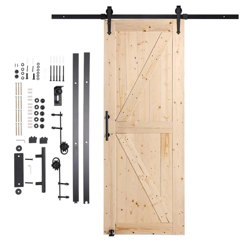 Sliding Barn Door 30 Inch Wide By 84 Inch High With Included Hardware Kit And Handle For Interior Rooms And Storage Closets