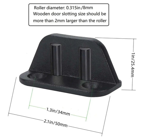 Set Of 2 Heavy Duty Sliding Barn Door Floor Guides with dimensions and size specifications displayed.