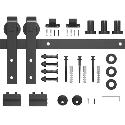 4FT Sliding Barn Door Hardware Kit for Single Doors up to 24 Inch, Heavy Duty Carbon Steel Track Set with Nylon Rollers and Screws