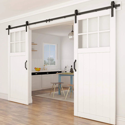 N700-112 Interior Sliding Barn Door Hardware Soft Close Kit Matte Black for quiet door operation in kitchen entryway