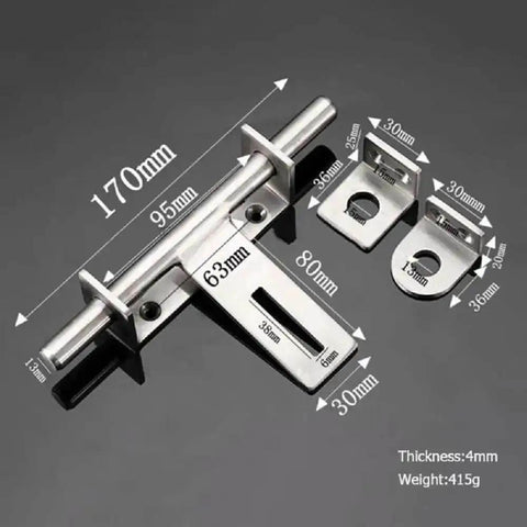 Sliding Bolt Gate Latch with Padlock Hole Heavy Duty 304 Stainless Steel Barrel Door Latch dimensions and components.