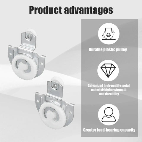 Sliding Closet Door Roller Kit 4 Pieces, Flexible Wardrobe Bypass Door Hardware Set With Screws, shown with durable materials.