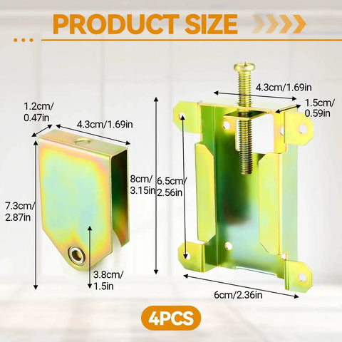 Four Pcs Sliding Mirror Closet Door Rollers Replacement Kit with Metal Wardrobe Door Wheels, product dimensions shown.