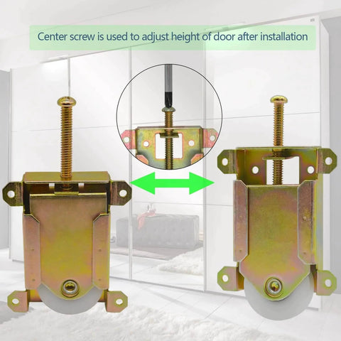 Sliding Mirror Closet Door Rollers Replacement Hardware Fits Contractors Part #W8020C 1-1/2" POM Wheel Adjustment Feature