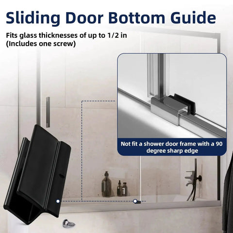 Universal 1/2 Inch Wide Sliding Shower Door Bottom Guide Kit 3 Inch Long With Screws Replacement Shower Door Parts