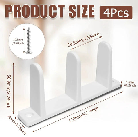 4 Pack Universal ABS Sliding Closet Door Floor Guides For 1-3/8 Inch Thick Doors White With Screws Durable Centering Guides