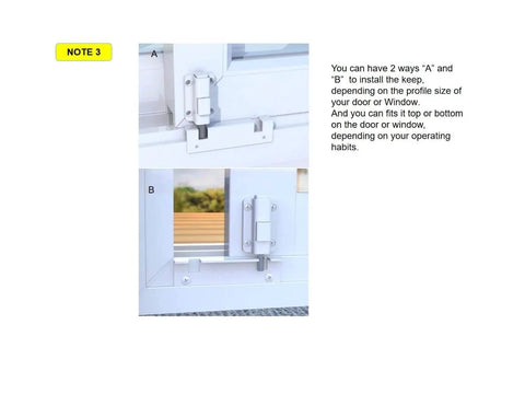 Sliding Glass Door Foot Lock (Kick Lock), Keyless Patio Door Secondary Security Lock, 2-Position Vent Lock, white installation view