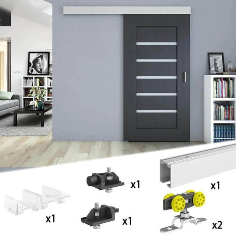 Sliding/Pocket Door Hardware Kit - 59-inch Track for 1 Door Up to 130lbs - SLID'UP 160, ceiling-mounted rail with door components