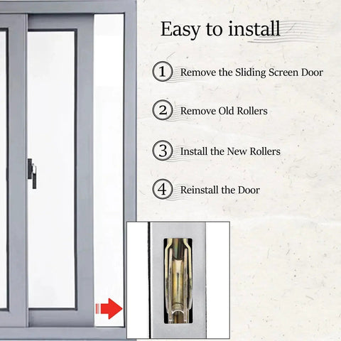 Installation guide for Four Pack Sliding Screen Door Rollers Replacement For Doors Stainless Steel Construction 1 Inch Concave Ball Bearing Wheels