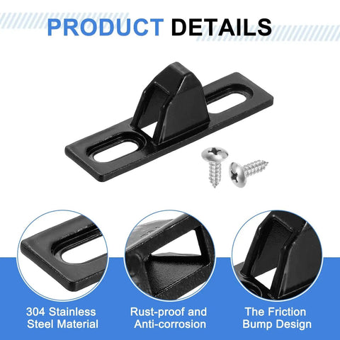 Sliding Door Keepers 304 Stainless Steel Lock Latch For Sliding Glass Doors With Mounting Screws Black 2.4 X 0.67 Inches