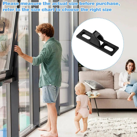 Two Pack Sliding Door Keepers For Sliding Glass Doors Lock Latch Replacement With Mounting Screws Included Black Finish front view